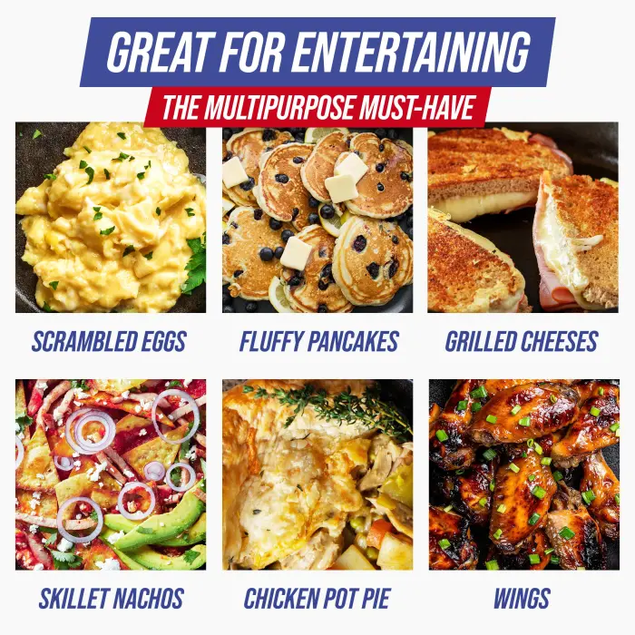 Blue Diamond 7QT 5-in-1 Extra Large Electric Skillet, Healthy Ceramic Nonstick Interior, Non-Toxic PFAS-Free, Temperature Control, Stay Cool Handles, Easy Clean, Graphite - Image 6