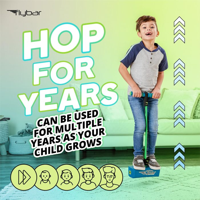 Flybar My First Foam Pogo Jumper for Kids Fun and Safe Pogo Stick, Durable Foam and Bungee Jumper for Ages 3 and up Toddler Toys, Supports up to 250lbs (Blue) - Image 2