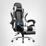 GTPLAYER Gaming Chair, Computer Chair with Footrest and Lumbar Support, Height Adjustable Game Chair with 360°-Swivel Seat and Headrest and for Office or Gaming (Snow White) - Image 2