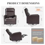MALOL Leather Recliner Chair for Adults, Swivel Rocker Recliner for Small Spaces, Wide Glider Rocking Nursery Chair with Ergonomic High Backrest, for Home Living Room, Office, Bedroom（Chocolate Brown） - Image 7