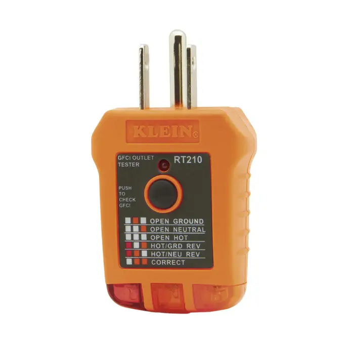 5143f577xkL Klein Tools RT210 Outlet Tester, Receptacle Tester for GFCI / Standard North American AC Electrical Outlets, Detects Common Wiring Problems - Image 1