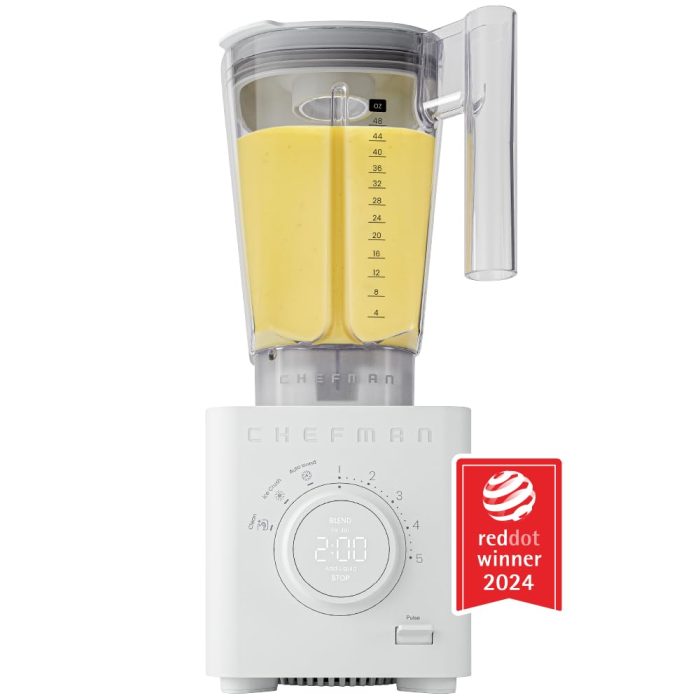 515AZCC41eL Chefman Obliterator 48 oz Countertop Blender for Smoothies, 1380W Motor to Crush Ice, Nuts, and Frozen Fruit with Stainless Steel Blade, Auto Blend Function, Includes Tamper and Scraper - CONCRETE (Renewed) - Image 1