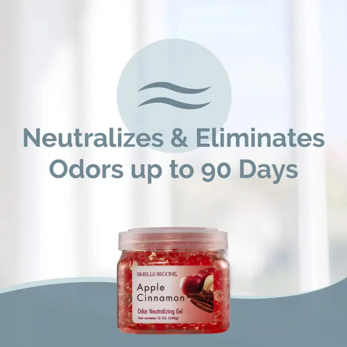 SMELLS BEGONE 12 oz Odor Eliminator Gel - Air Freshener - Absorbs & Eliminates Odor in Bathrooms, Basements, Cars, Boats, RVs & Pet Areas - Made with Essential Oils - Apple Cinnamon - Image 7