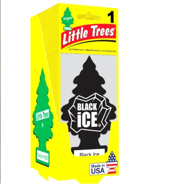 Little Trees Car Air Freshener | Hanging Paper Tree for Home or Car | Black Ice | 3 Pack - Image 2