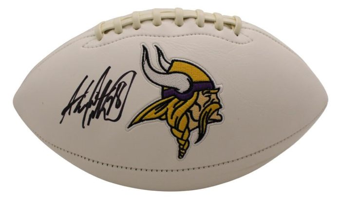 Adrian Peterson Autographed/Signed Minnesota Vikings Logo Football BAS 25089 - Autographed Footballs - Image 1