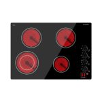 ThermoMate 30 Inch Electric Cooktop 4 Burners ETL Certified, Knob Control Built-in Radiant Electric Stove Top, Schott Glass Panel, 7300W, 9 Heating Level, Chlid Lock & Timer, 240V