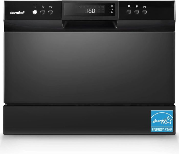 COMFEE’ Countertop Dishwasher, Energy Star Portable Dishwasher, 6 Place Settings & 8 Washing Programs, Speed, Baby-Care, ECO& Glass, Dish Washer for Dorm, RV& Apartment, Black - Image 1