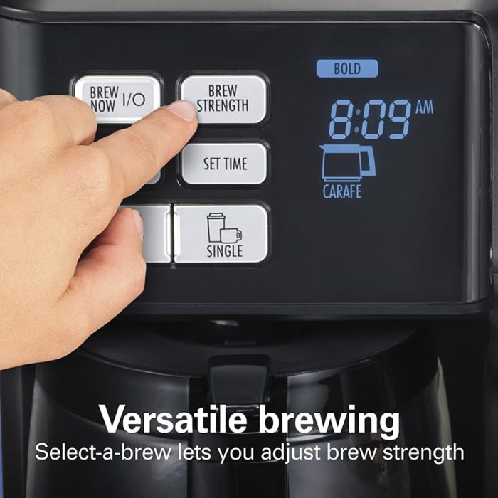 Hamilton-Beach FlexBrew Trio Coffee Maker, Single Serve or Full Pot, Compatible with Pod Coffee Makers, Programmable Timer, Bold & Regular Brew, Easy Cleaning Coffee Machine (Renewed) - Image 3