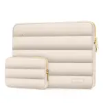MOSISO 13.3 inch Laptop Case, 13-13.3 inch Puffy Laptop Sleeve Compatible with MacBook Air 13 13.6 M4 M3 M2 M1/Pro 13/Pro 14, HP Dell ASUS Lenovo,Polyester Horizontal Bag with Small Case, Sand