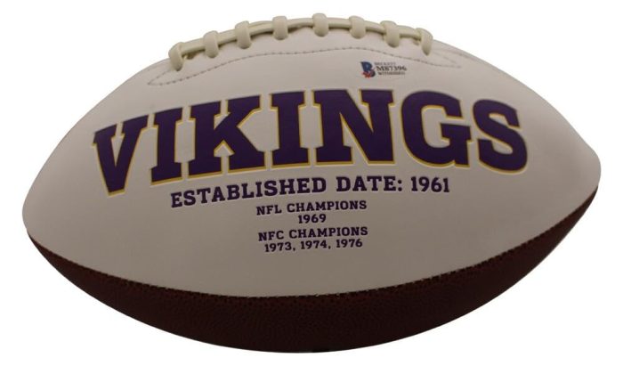 Adrian Peterson Autographed/Signed Minnesota Vikings Logo Football BAS 25089 - Autographed Footballs - Image 2