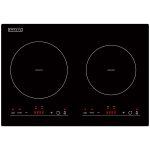 Empava IDC12B2 Horizontal Electric Stove Induction Cooktop with 2 Burners in Black Vitro Ceramic Smooth Surface Glass 120V, 12 Inch