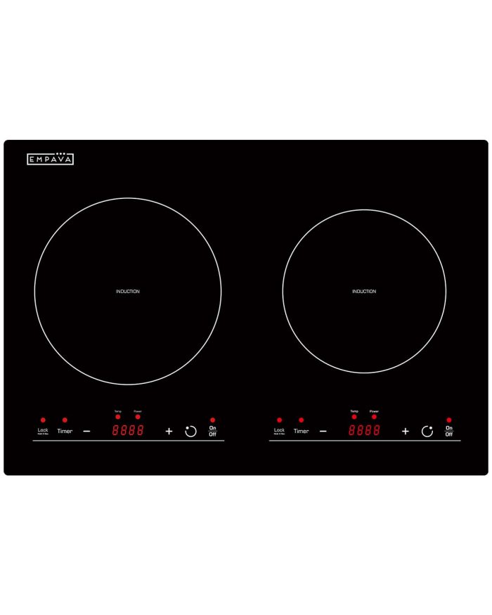Empava IDC12B2 Horizontal Electric Stove Induction Cooktop with 2 Burners in Black Vitro Ceramic Smooth Surface Glass 120V, 12 Inch - Image 1