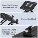 Gogoonike Adjustable Laptop Stand for Desk, Metal Foldable Laptop Riser Holder, Portable Desktop Book Stands, Ventilated Cooling Computer Notebook Stand Compatible with 10-15.6” Laptops - Image 3