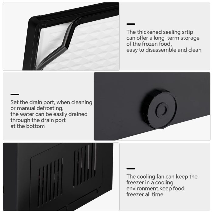 Kismile 3.5 Cubic Feet Chest Freezer with 2 Removable Baskets Free Standing Top Open Door Compact Deep Freezer with Adjustable Temperature for Home/Kitchen/Office/Bar (3.5 Cubic Feet, Black) - Image 4