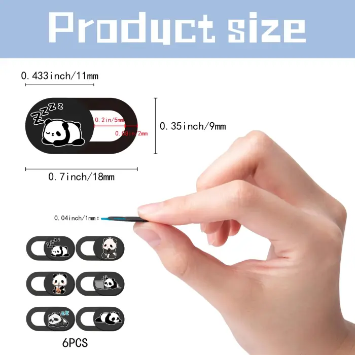 PRESSINART 6Pcs Laptop Camera Covers Webcam Camera Cover Panda Pattern Privacy Security Guard Slide Phone Webcam Protector for Laptops Desktops Computers Smartphones Tablets Notebooks Mini PC Devices - Image 6