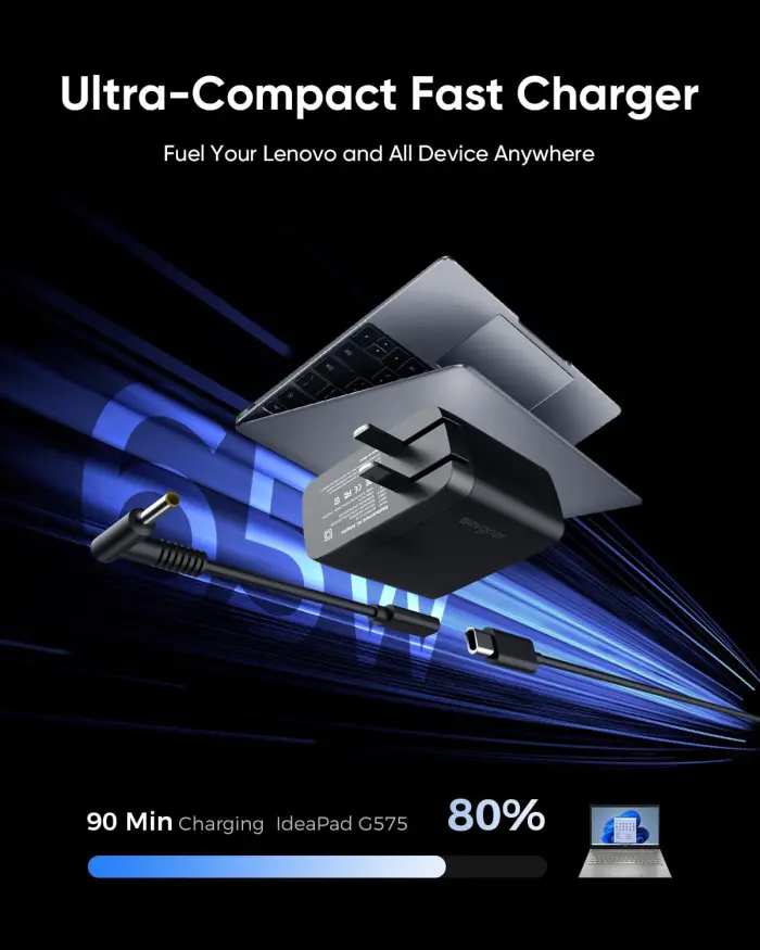EG evgoer Lenovo Laptop Charger, 65W Laptop Charger for Lenovo IdeaPad S/U/Yoga/Flex Series & Miix and All USB-C Devices, Power Cord 4.0x1.7mm Barrel Plug - Image 7