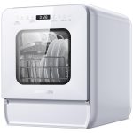 AIRMSEN Narrow Countertop Dishwasher with 5L Water Tank, Portable Dishwasher with 14.6" Narrow & 20.1" Deep Design, 9 Programs, 24H Delay Start & 360° Dual Spray, No Hookup Needed, C01, White