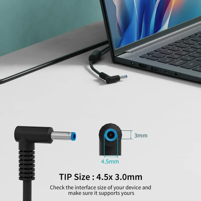 Laptop Charger for HP 65W Round Blue Tip, Replacement AC Adapter Power Supply for HP Pavilion 14 15 16, EliteBook 600 700 800, ProBook 400 600, Envy, Spectre Notebook - Image 4