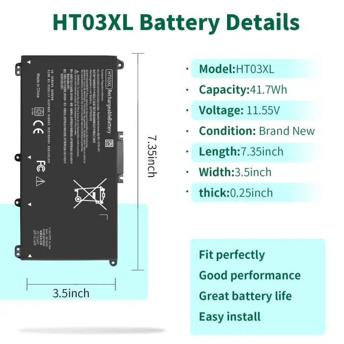 HT03XL L11119-855 Laptop Battery for HP Pavilion 14-CE 14-CF 14-DF 15-CS 15-DA 15-DB 15-DW 17-by 17-CA Series 15-CS0053CL 15-DW0033NR 15-DA0014DX L11421-542 L11421-2C2 HSTNN-UB7J HSTNN-DB8R HT03041XL - Image 7