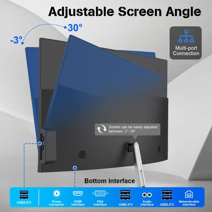 ALNERUZL All-in-One Desktop Computer PC, 24” FHD Curved Display Monitor I3-8100T Quad-Core Processor 16GB RAM 512GB SSD Desktop, WiFi Bluetooth Keyboard & Mouse for Home Business Office Gaming - Image 3