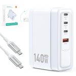 Amasuki SparkleCore 140W MAX USB C Charger,4-Port Fast Charging Block PD3.1 GaN Travel Essentials Laptop Charger for Apple MacBook Air/Pro,iPhone 17/16,iPad Pro,Samsung,Pixel,DJI,6.6ft USB C Cable