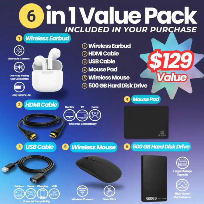 HP Ultrabook 14 Laptop Computer Business Study & Home 2025, Lifetime MS Office + Windows 11 Pro, Quad-Core Intel CPU, 16GB RAM & 628GB Storage (128GB UFS+500GB Ext), Wi-Fi 6, HubxcelAccessory, Silver - Image 9