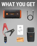 Powrun P-ONE Jump Starter, 2000A Portable Jump Box - Car Jump Starter Battery Pack for up to 8.0L Gas and 6.5L Diesel Engines, 12V Battery Jump Starter with Carry Case (Orange) - Image 2