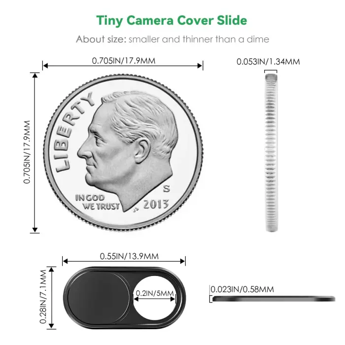 CloudValley Webcam Cover Slide[2-Pack], 0.023 Inch Ultra-Thin Metal Web Camera Cover for Macbook Pro, iMac, Laptop, PC, iPad Pro, iPhone 8/7/6 Plus, Protect Your Visual Privacy [Black] - Image 7