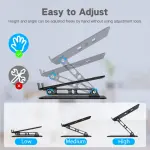 Gogoonike Adjustable Laptop Stand for Desk, Metal Foldable Laptop Riser Holder, Portable Desktop Book Stands, Ventilated Cooling Computer Notebook Stand Compatible with 10-15.6” Laptops - Image 6