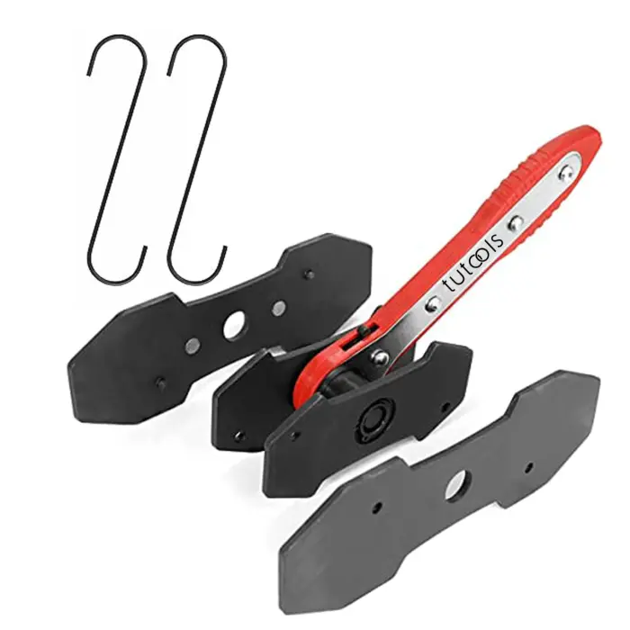 TUTOOLS Brake Caliper Press, Caliper Piston Spreader, Brake Tools,Brake Caliper Piston, Brake Caliper Press Ratchet with 2 Extra pcs Steel Plates, Red - Image 1