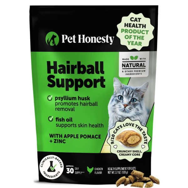Cat Hairball Support Crunchy & Creamy Chews, Hairball Remedy Treats, Cat Furball Treatment, Supports Skin & Coat, Vitamins for Digestion, Chicken (30-Day Supply)