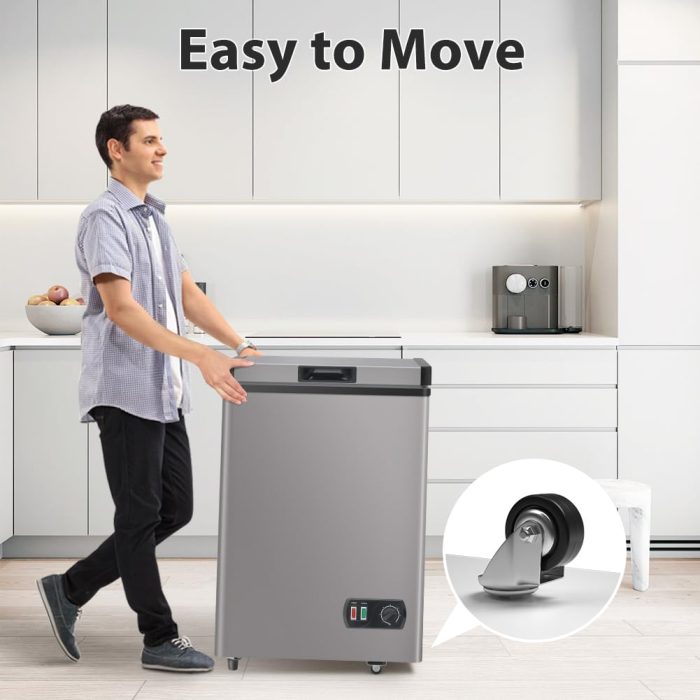 LifePlus Chest Freezer, 4.2 Cubic Feet Small Deep Freezers Top Door with Removable Basket, 7 Temperature Control Energy Saving, Compact Freezer for Home Kitchen Office Dorm Apartment Indoor Use, Grey - Image 4