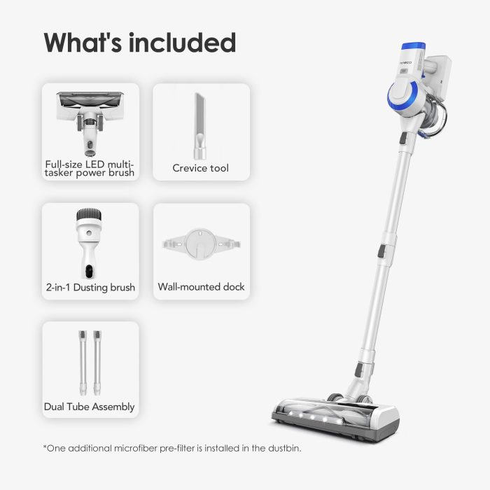 Tineco A10 Essentials Cordless Stick Vacuum Cleaner, Lightweight and Quiet,LED Headlights, Powerful Handheld Vacuum for Hard Floor Carpet with Attachments, Wall-Mounted Dock (Renewed) - Image 2