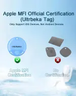 Ultrbeka Air Tag-4 Pack Bluetooth Item Finder for iPhone – MFi Certified Smart Tracker Compatible with Apple Find My, Replaceable Battery, IP67 Waterproof Key Finder for Keys, Wallet, Luggage - Image 8