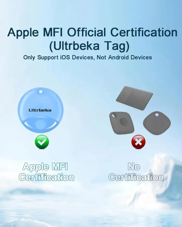 Ultrbeka Air Tag-4 Pack Bluetooth Item Finder for iPhone – MFi Certified Smart Tracker Compatible with Apple Find My, Replaceable Battery, IP67 Waterproof Key Finder for Keys, Wallet, Luggage - Image 8