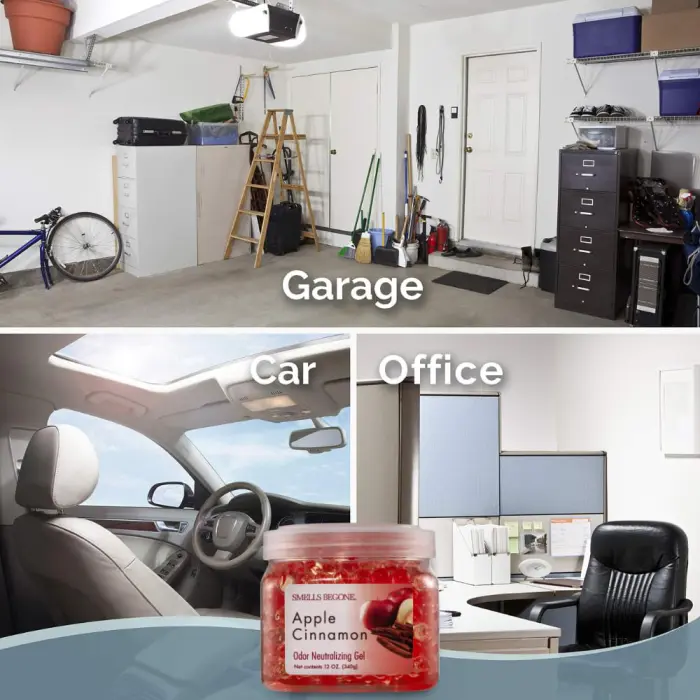 SMELLS BEGONE 12 oz Odor Eliminator Gel - Air Freshener - Absorbs & Eliminates Odor in Bathrooms, Basements, Cars, Boats, RVs & Pet Areas - Made with Essential Oils - Apple Cinnamon - Image 4