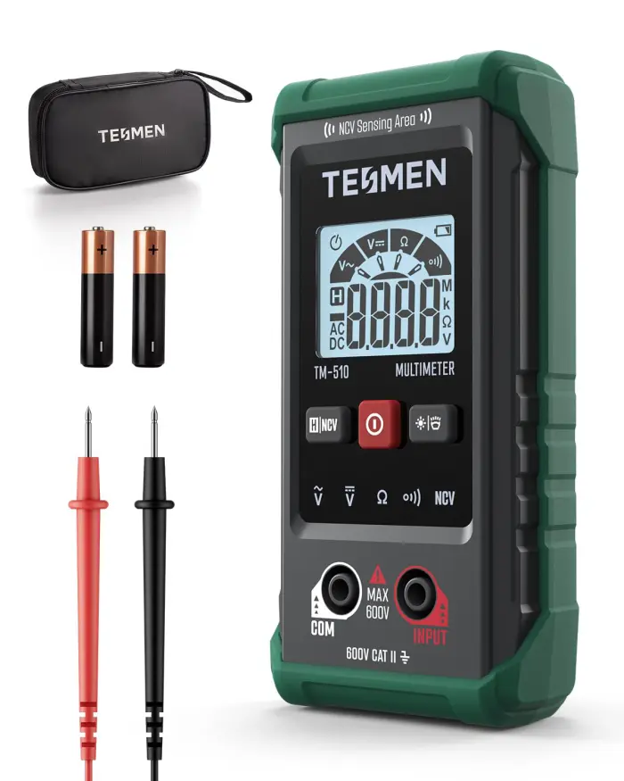 61G+iWI0fJL TM-510 Digital Multimeter, 4000 Counts, Smart Measurement, Auto-Ranging Voltmeter; Voltage Tester with Non-Contact Voltage Function, Measures AC/DC Voltage, Resistance, Continuity – Green - Image 1