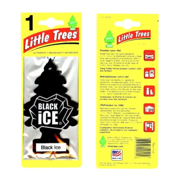 61HO+YtR75L Little Trees Car Air Freshener | Hanging Paper Tree for Home or Car | Black Ice | 3 Pack - Image 1
