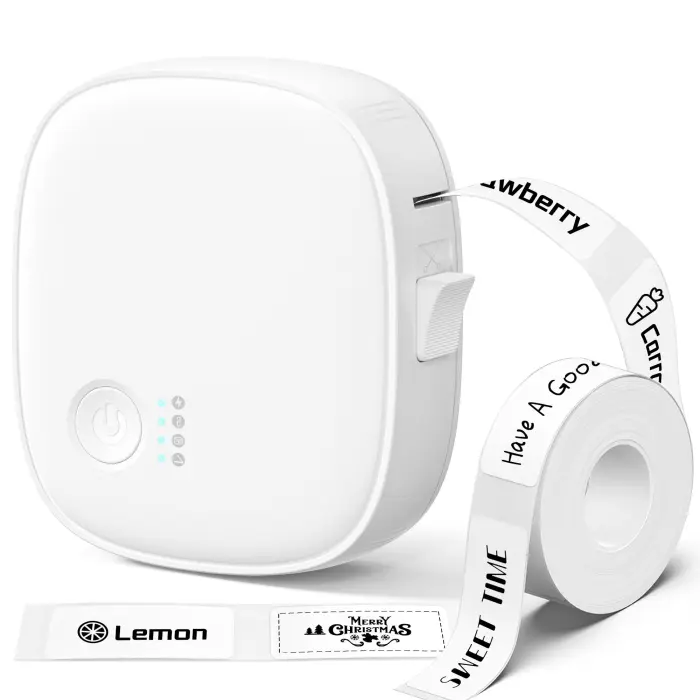 XenGro Mini Label Maker Machine with Tape – Portable Bluetooth Mini Label Printer, Wireless Thermal Label Maker, Waterproof & Rechargeable, Built-in Cutter, for Home, Office, School, Kitchen – White - Image 1