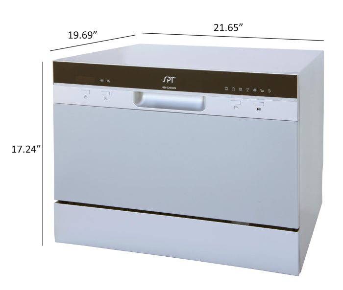 SPT SD-2224DS ENERGY STAR Compact Countertop Dishwasher with Delay Start - Portable Dishwasher with Stainless Steel Interior and 6 Place Settings Rack Silverware Basket, Silver - Image 7