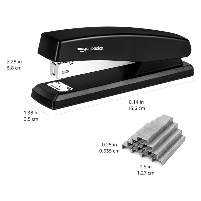 Amazon Basics Stapler with 1000 Staples, Office Stapler, 25 Sheet Capacity, Non-Slip, Black - Image 6