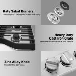 ThermoMate Heavy 36 Inch Gas Cooktop with 5 Italy Sabaf Power Burners, Built In Stove Top of 304 Stainless Steel, Gas Hob NG/LPG Convertible, Cooker with Thermocouple Protection CSA Certified - Image 5