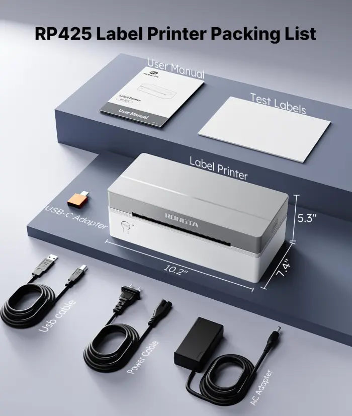 Rongta Shipping Thermal Label Printer, Bluetooth 4x6 Sticker Label Maker Wireless Shipping Label Printer for Package Small Business Compatible with Windows macOS Android iOS - Image 3