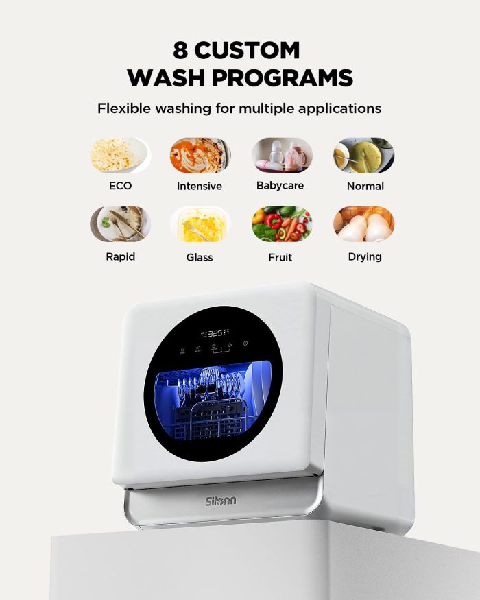 Silonn Portable Countertop Dishwasher | Smart App Control, Triple-Jet Cleaning, Built-In Water Tank & Dual Supply | Compact for Dorm, Apartment, RV - Image 4