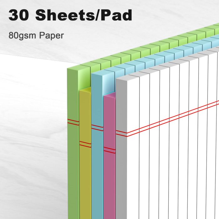 5pcs Small Note Pads 5x8 Notebook College Ruled Legal Pads Color Notepads 5 Pack Study Back Writing Pads 5 x 8 Perforated Narrow Ruled Pads of Paper for School & Office Supplies 30 Sheets/Pack - Image 6