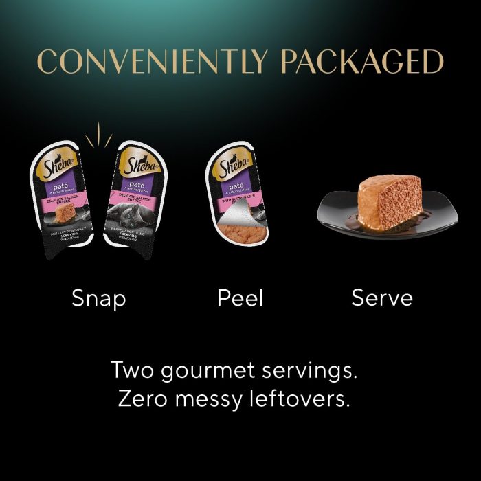 Sheba Perfect Portions Wet Cat Food Pate with Sustainable Salmon, Signature Seafood Entree, and Tender White Fish and Tuna Entree Variety Pack, 2.6 oz. Twin Pack Trays (24 Count, 48 Servings) - Image 3