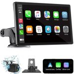Wireless Carplay Screen for Car 7" HD Portable Car Stereo Touchscreen with Apple CarPlay and Android Auto with Mirror Link/Backup Camera/Bluetooth/GPS Navigation/AUX for All Vehicles