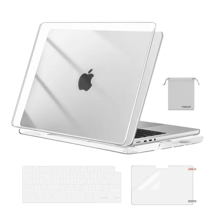 MOSISO Compatible with MacBook Pro 14 inch Case 2025 2024 2023 2022 2021 M5 M4 M3 M2 M1 A3434 A3112 A3185 A3401 A2918 A2992 A2779 A2442, Hard Shell&Keyboard Cover&Screen Film&Pouch,Transparent - Image 1