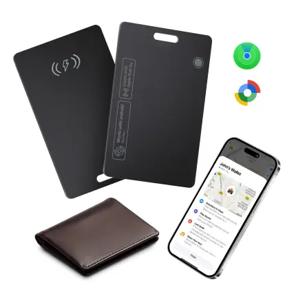 Lmrbelec Wallet Tracker Card for Apple & Android, Find My Credit Card Tracker for Wallet, Luggage, Passport, Rechargeable Tracking Card Works with Apple Find My & Google's Find Hub (Black, 1 Pack)