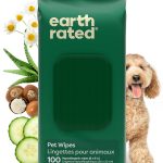 Earth Rated Pet Wipes for Dogs and Cats, Hypoallergenic, Cleaning and Hydrating, for Grooming Paws, Body and Butt, Unscented, 100 Count